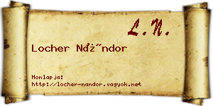 Locher Nándor névjegykártya